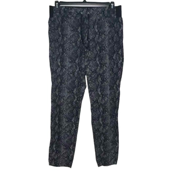 Kyodan Snakeskin Print Joggers Women L Grey Black Activewear Drawstring Pants - Picture 2 of 8